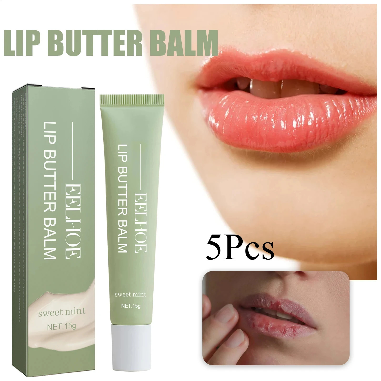 Lip Butter Balm Dilute Lip Lines Prevent Dry And Cracked Lips Brightening Lip Color Moisturizing Nourishing Lip Care Cream 5 Pcs 250121
