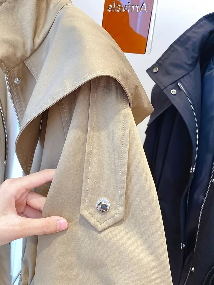 Long-Sleeved Casual Short Trench Waist Party Jacket Chic Short Comfortable Fashion Korean Vintage Tops For Women 250114