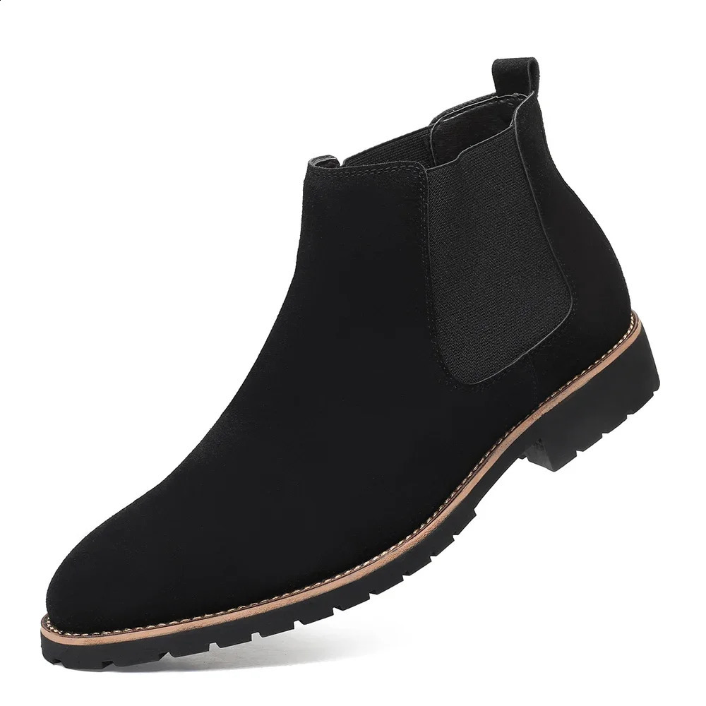 Fashion Mens Ankle Boot Leather Mens Chelsea Boots Men Shoes Casual Black Sleeve Boots Outdoor High Top Wedding Shoes Male 250120