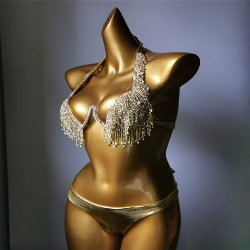4 Color Bikini Set Women Bg Diamante Carnival Swimwear Crystal Panties Rave Festival Swimsuit Burning Man Outfit Club Wear