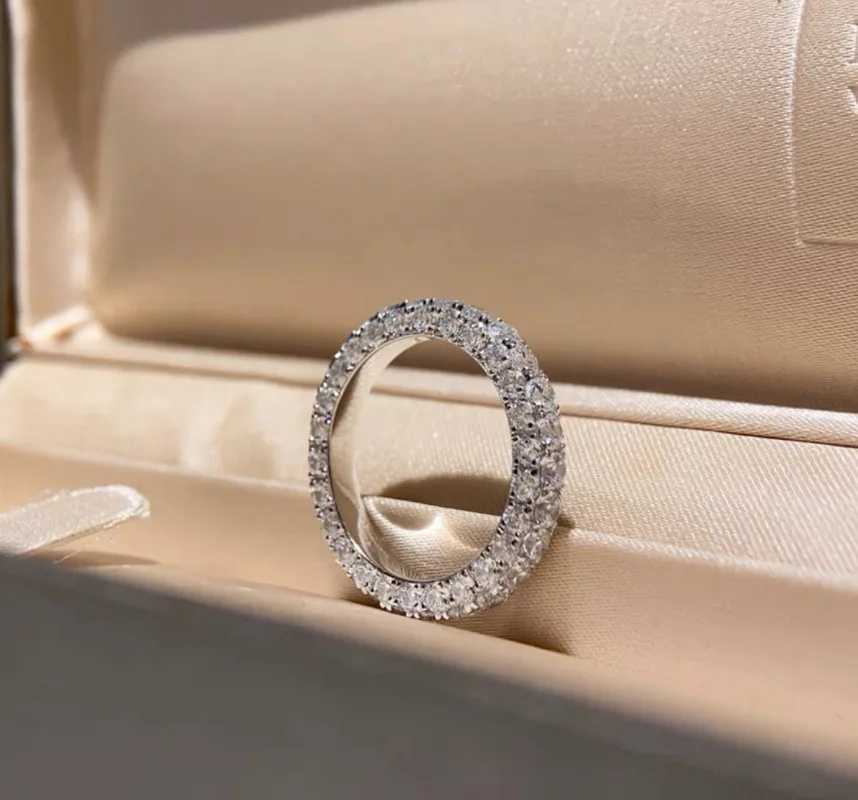 Eternity Full Lab Diamond Ring 925 Sterling Silver Wedding Band Rings for Women Men Engagement Promise Party Jewelry