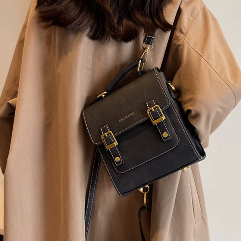 Small Retro Woman Leather Backpack For Teenagers Girls 2023 Mini New Designer Shoulder Bags Ladies Travel