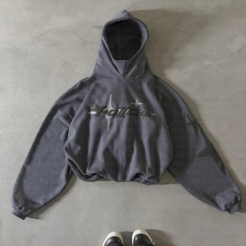 American Fashion High Street Vintage Hoodie Letter Foam Hoodie Men Y2K Goth Harajuku Couple Loose Pullover Casual Sweatshirt Top 250118
