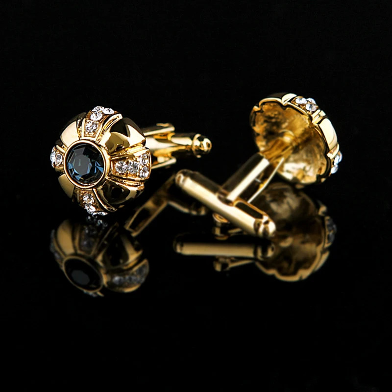 Mens Gold Cufflinks Crystal Shirt Cufflinks for Men Wedding Cufflinks High Quality Fashion Button L251024