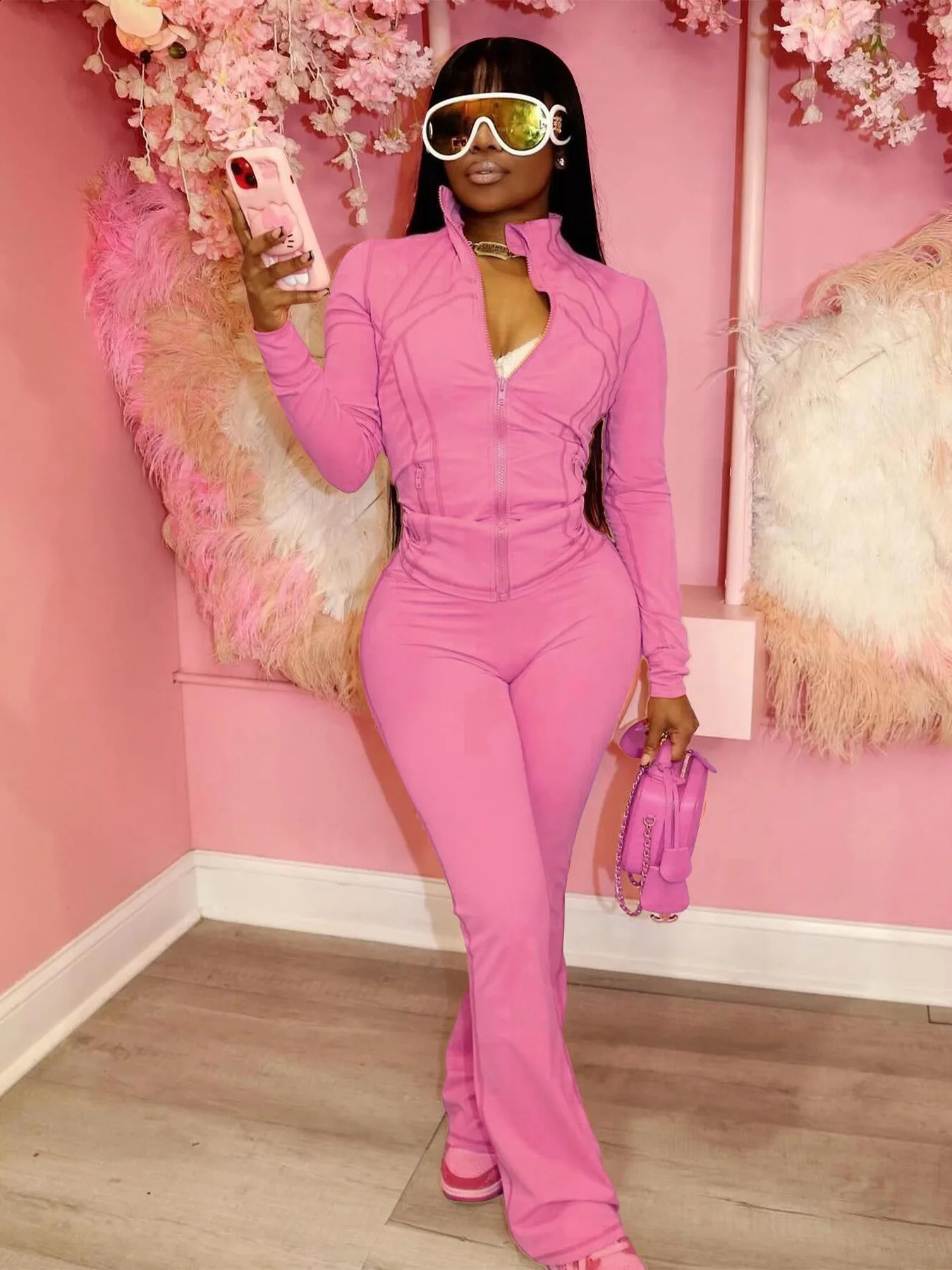 Streetwear Casual Tracksuit Sexy Women Two Pieces Club Matching Set High Street Pants Outfits 250108