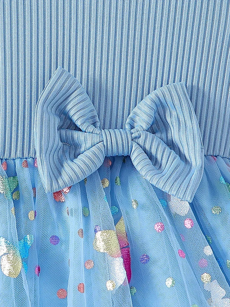 European and American Style Summer Girls Aline Dress 26Y Sweet Butterfly Mesh Short Sleeve Kids Childrens Clothing 250117