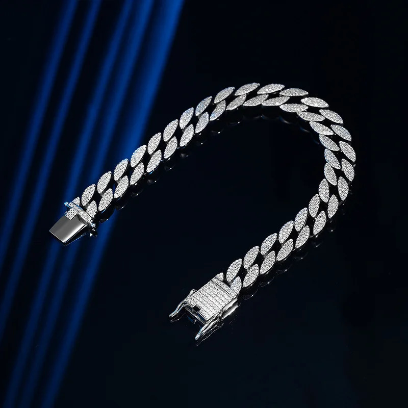 Smyoue 10mm All Zircon Cuban Bracelet for Men Women Hip Hop High Carbon Diamond Chain 100% 925 Sterling Silver Bangle 16-23cm 250121