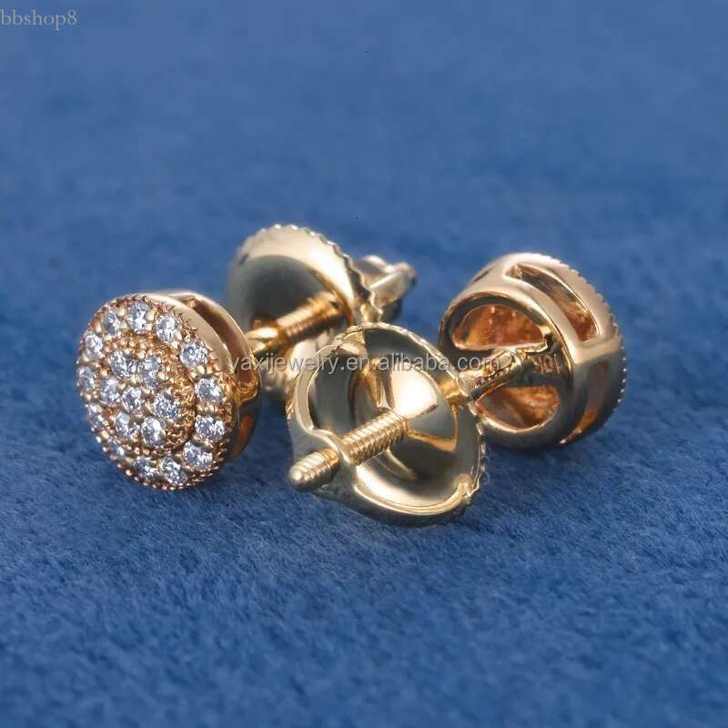 Fine Jewelry S Sier 9k 10k 14k Soild Gold D VVS Moissanite Lab Grown Dia Round Stud Earrings For Women Men