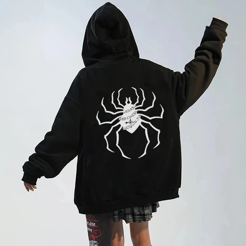 Hunter X Hunter Spider Print Anime Zipper Hoodie Womens Gothic Y2K Zipper Jacket Hoodie Casual Sweatshirt Coat 250109