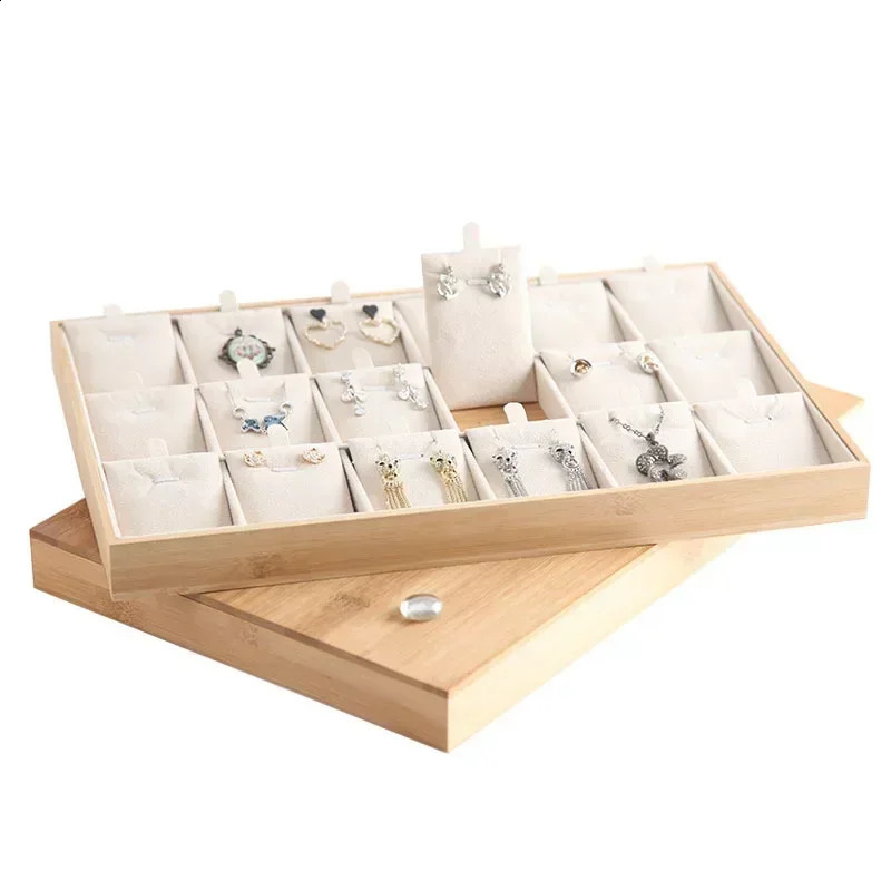 Bamboo and Wood Jewelry Plate Necklace Pendant Display Plate Bracelet Jade Jewelry Storage Box Jewelry Rack 250117