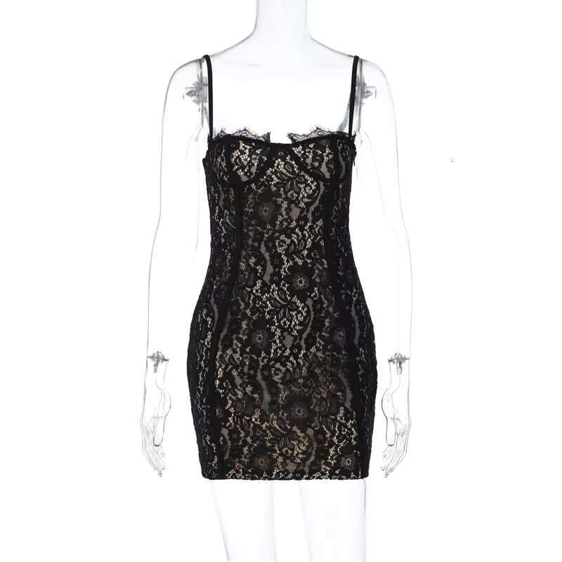 Women's Wear Dress BWQ Summer Women Lace Strap Mini Dress Bodycon Sexy Streetwear Party Club Drop Shipping Clothes Y2k Outfits