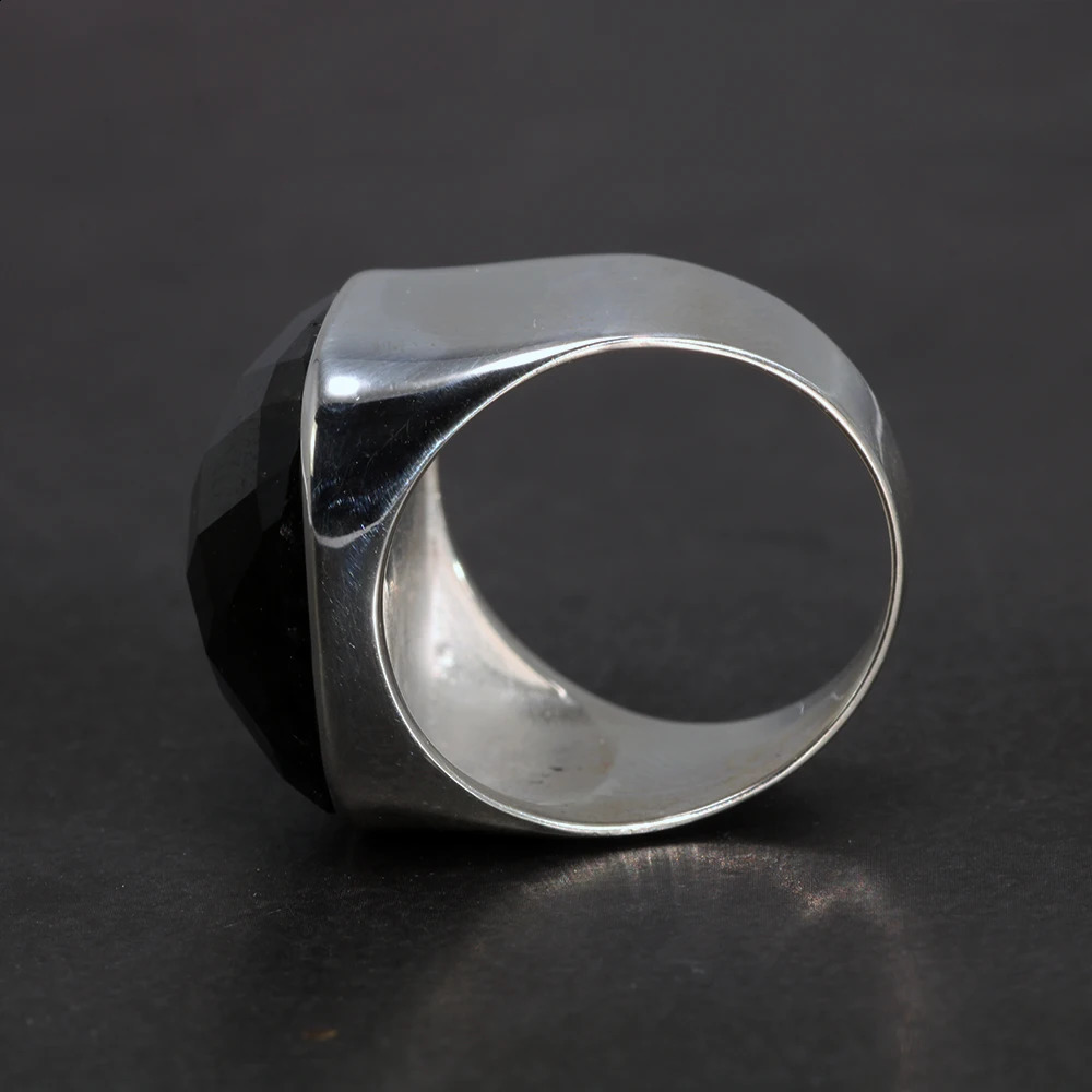925 Silver Ring Ladies Natural Labradorite Square Glossy Minimalist Wedding Jewelry Sterling 250109