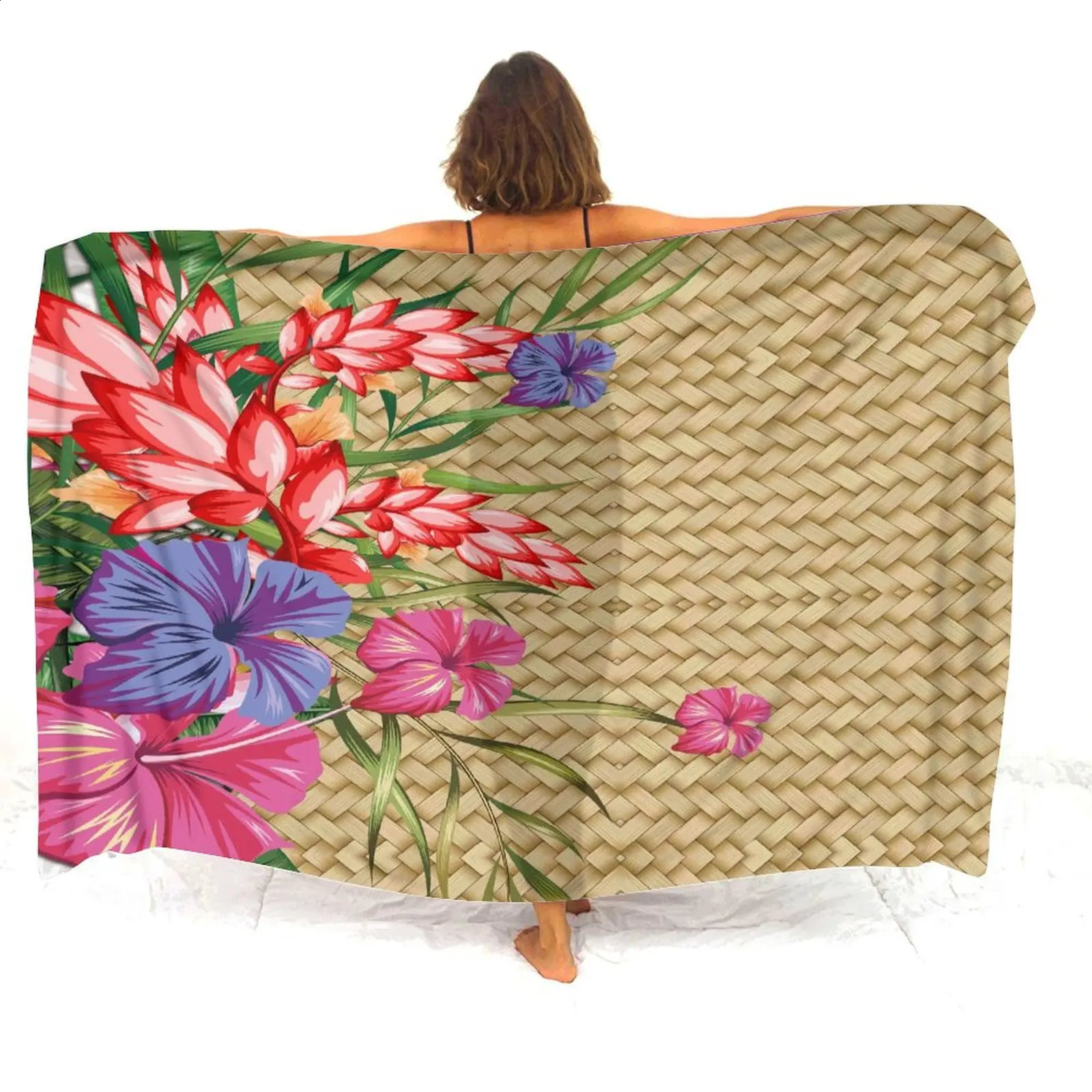 Custom Wholesale Polynesian Ladies Sarong Samoan Vintage Tribal Print Custom Sarong Style Shawl Summer Seaside Elegant Coat 250120