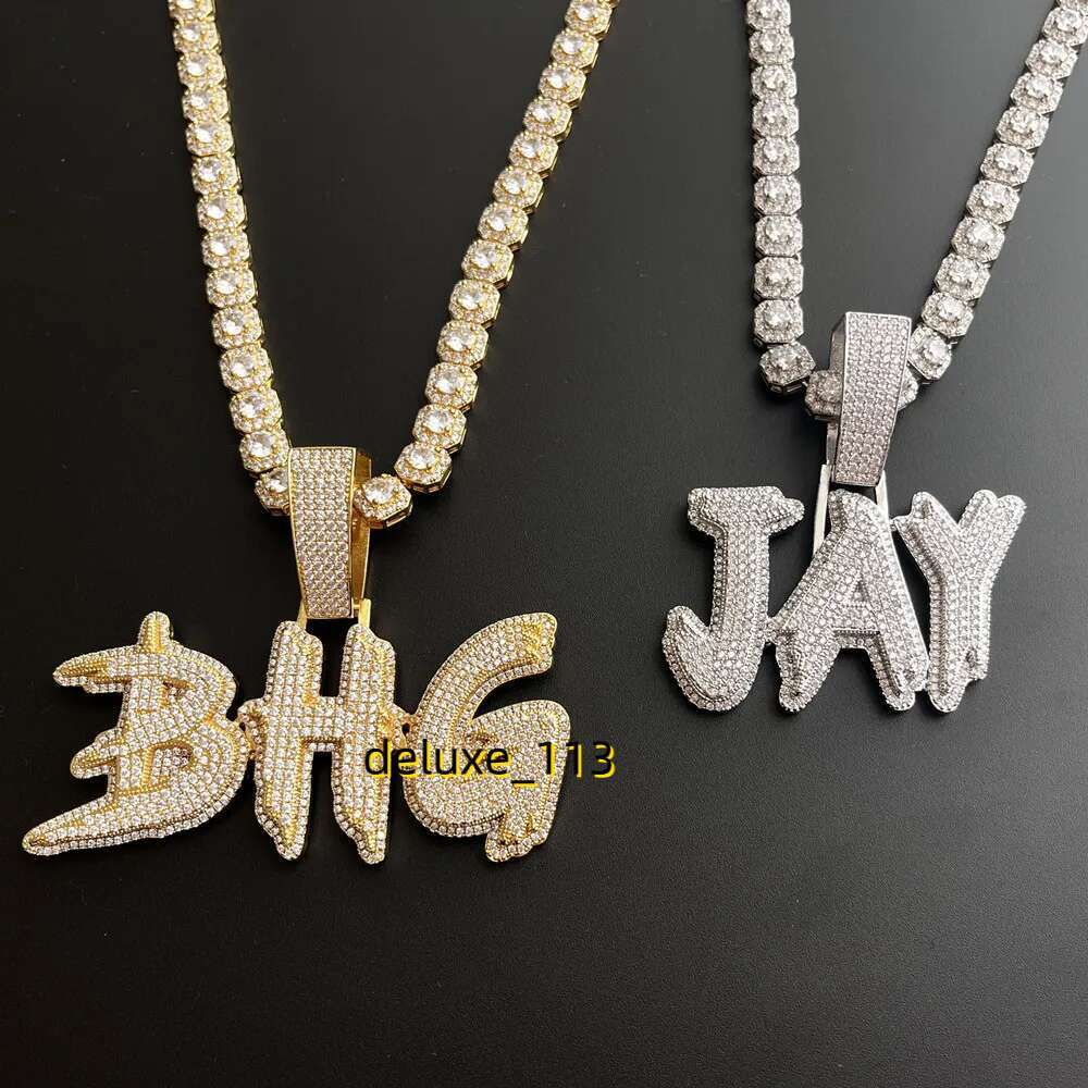 Custom Name Necklace for Men Personalized Letters Pendants Iced Out Charms Hip Hop Rock Jewelry