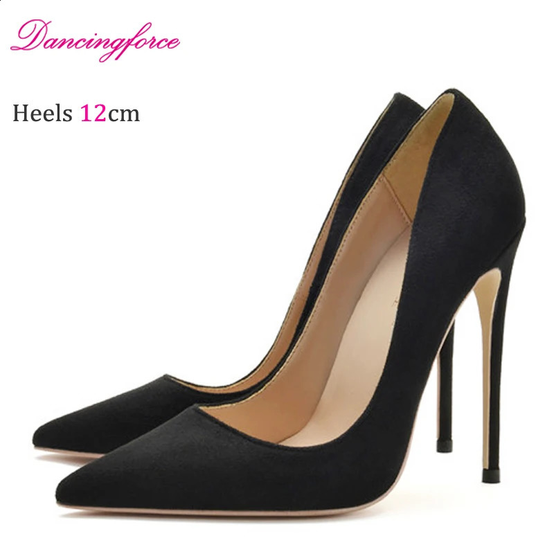 Classic Pointed Toe Wine Faux Suede 8 10 12CM Elegant Shallow Mouth Office Shoes Stiletto High Heels Women Pumps Plus Size 34-46 250118