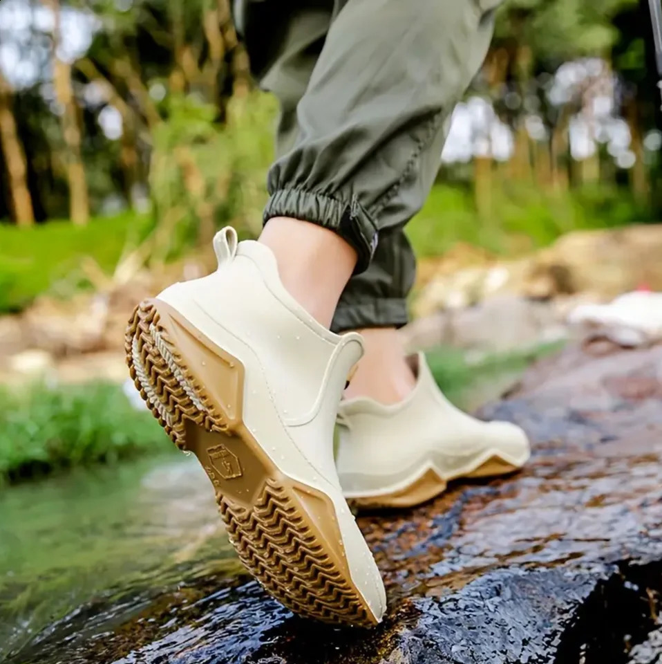 Trendy Outdoor Kitchen Non-slip Rain Boots Motorcycle Waterproof Shoes Rain Shoes Rubber Shoes Water Shoes Fishing Shoes For W 250122