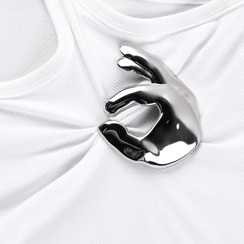 Europe And United States Wind Pinch Personality Shrinkable Vest 2024 Summer New Net Red With All The Top