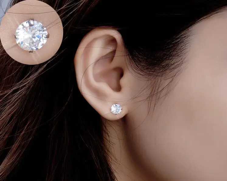 Tiny Round Cubic Moissanite diamond 925 Sterling Silver Wedding Studs Earrings for Women Fashion Mens Small Moissanite Earings Christmas Jewelry
