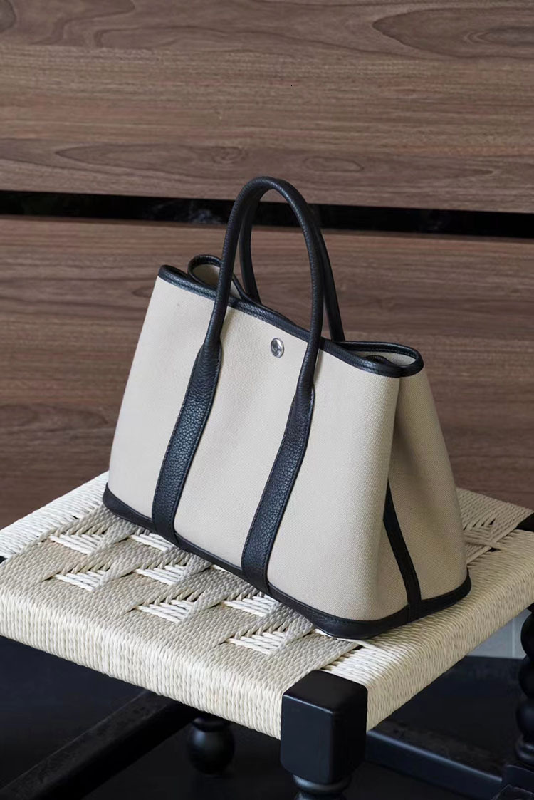 Bag Steel Hardware Canvas With Leather Garden Commuting Handbag Large Capacity Tote Computer Bag For Women