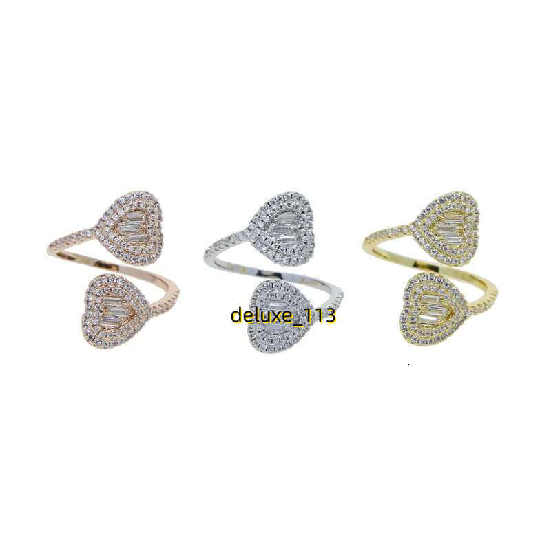 Tiny band adjsut finger heart ring with full cubic Moissanite paved new styles women lady wedding rings jewelry plated gold sier rose color