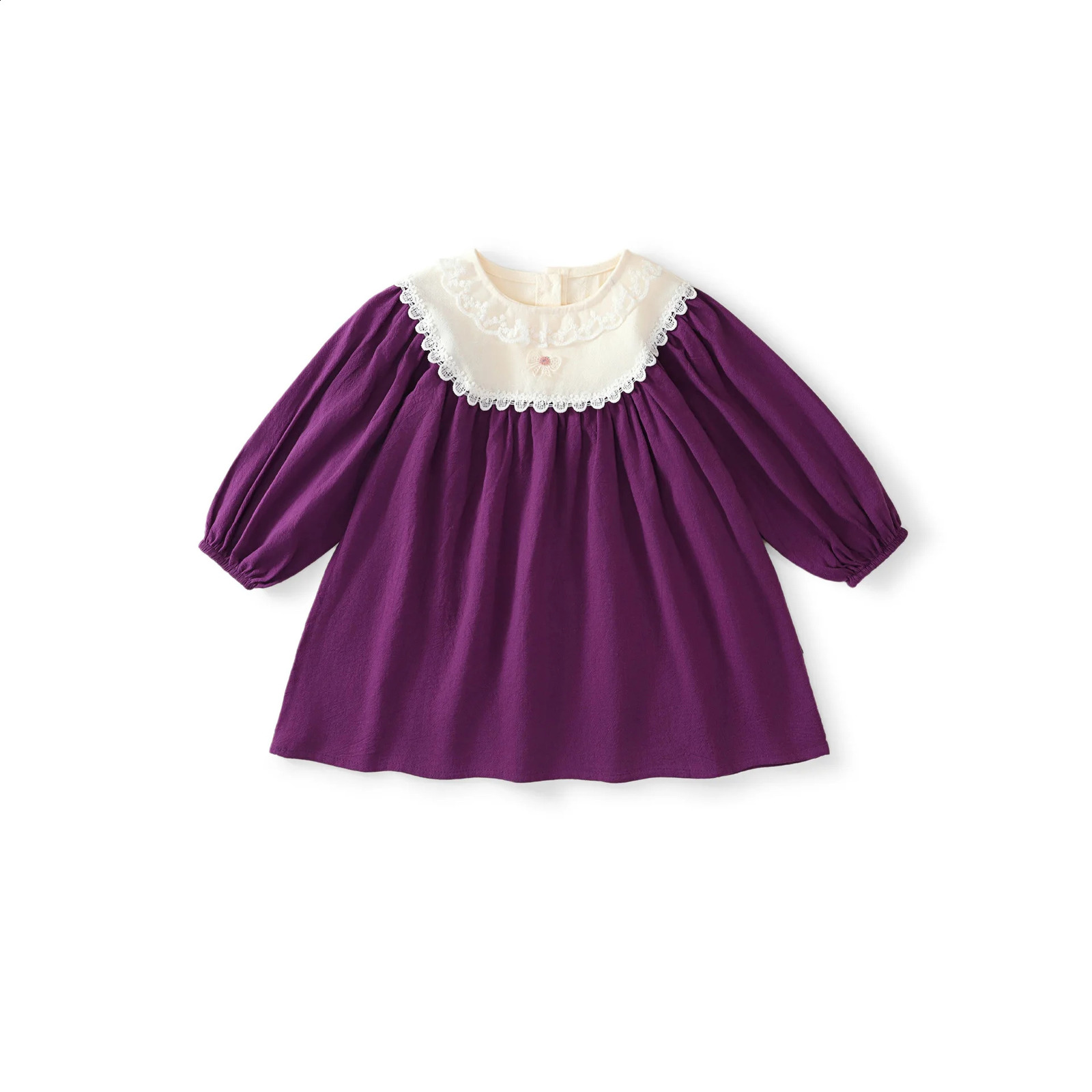 Spring Autumn Children Dress For Girl Cotton Lace Spliced Infant Baby Vestidos Loose Long Sleeve Little Princess 250117