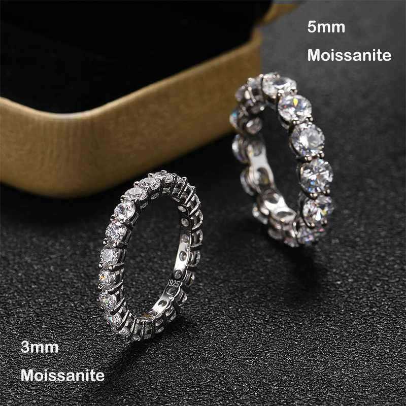 EWYA Luxury 2.2cttw 3mm Moissanite Full Enternity Diamond Engagement Ring For Women S925 Silver Wedding Band Rings Fine Jewelry
