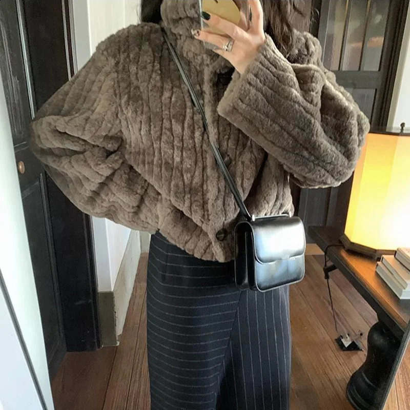 Rimocy Winter Warm Lambswool Coat Fashion Korean Padded Cotton Outerwear Woman Stand Collar Cropped Jacket Female 2024 250113Z