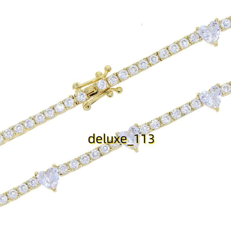 New Arrival 6mm Mini Heart Love with 2.5mm Round Moissanite Tennis Chain Bangle Elegant Bracelet Hip Hop Paved Cubic Moissanite Women Party Gift Whole
