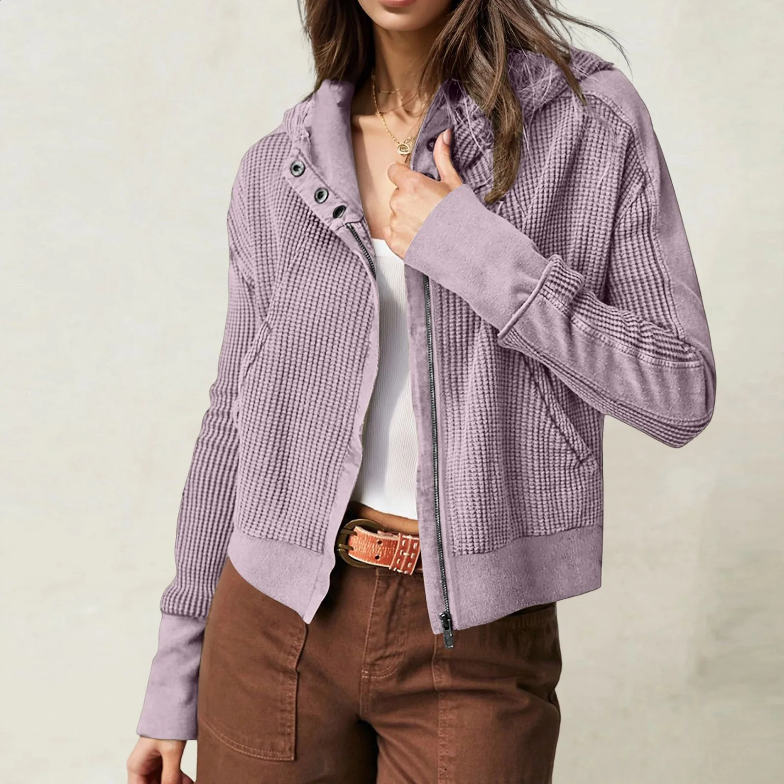 Casual Streetwear Hooded Jacket Womens Long Sleeve Zippers Coats Oversized Versatile Bomber Jacket Cardigan Female Outerwear 250114