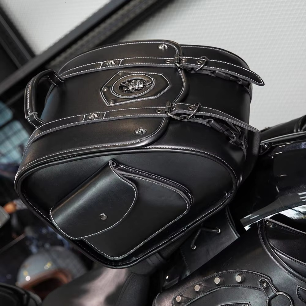 Steampunk Accessories Medieval Locomotive Retro Motorcycle Bag Black Skull Monster Pattern Knight Side Box Punk Style