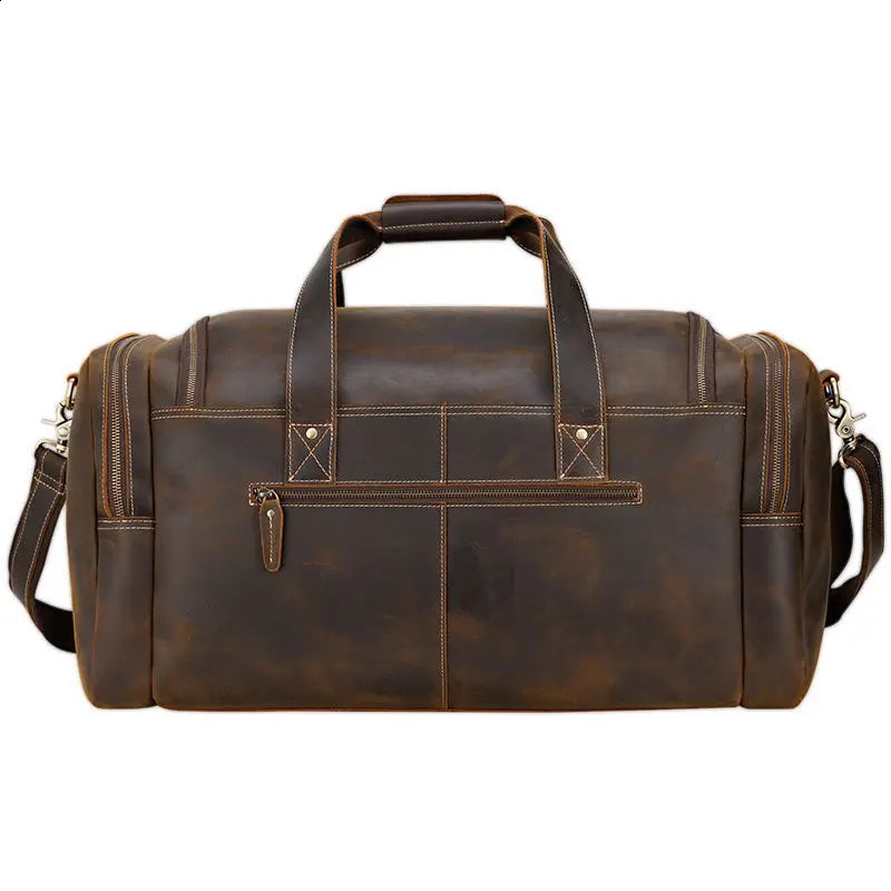 MAHEU Large Travel Bag Genuine Leather Vintage Style Luggage Bags Men Male Duffle Bags Travelling Bag Weekender Bags for man 250117