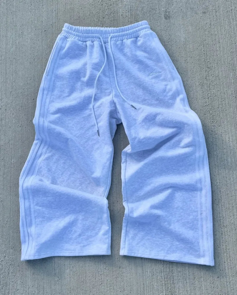 y2k retro loose striped casual pants men elastic waist sports Gothic Harajuku fashion couple wide leg 250110