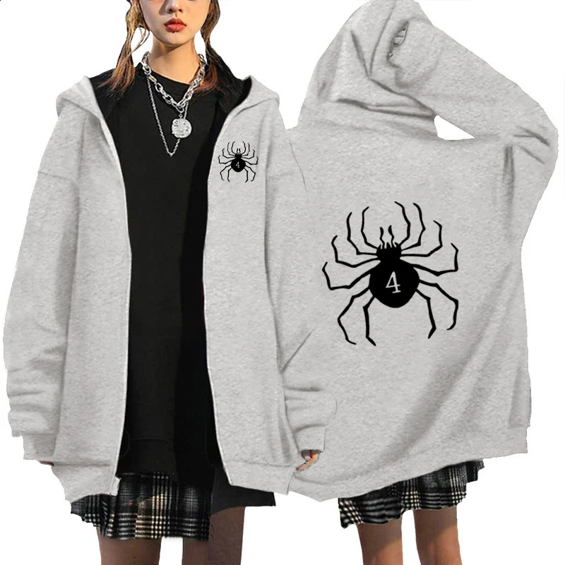 Hunter X Hunter Spider Print Anime Zipper Hoodie Womens Gothic Y2K Zipper Jacket Hoodie Casual Sweatshirt Coat 250109