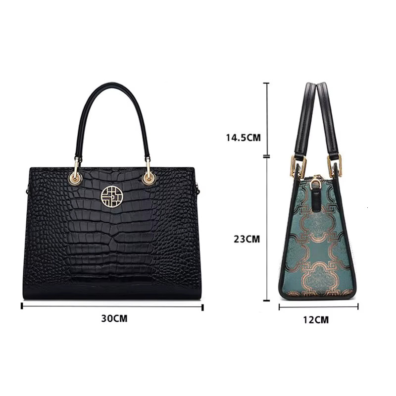 Designer Chinese Embroidery Fashion Handbag Real Cowhide Women's Bag High Quality Genuine Leather