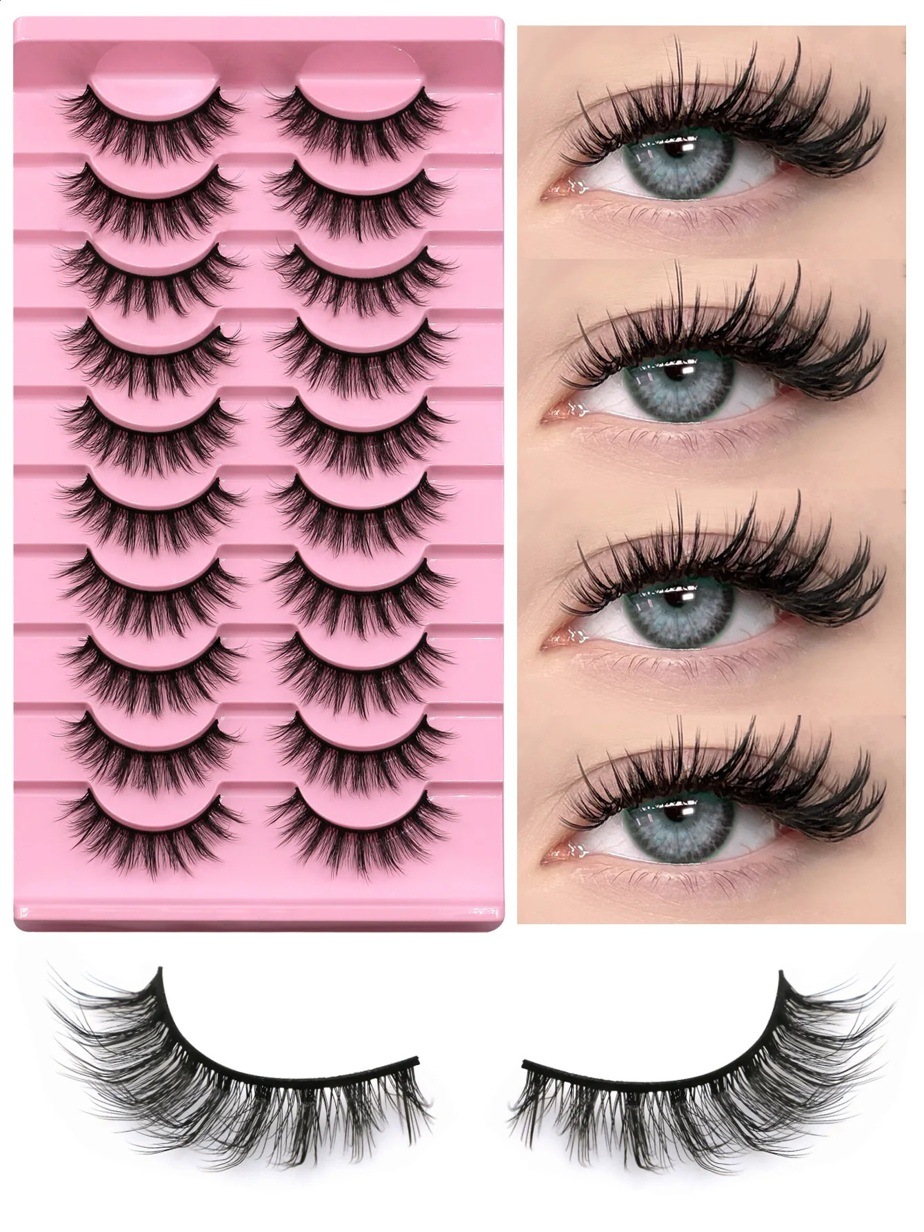 GROINNEYA Fluffy False Eyelashes 510 Pairs Manga Lashes Full Thick Natural Long Soft Fluffy 3D Faux Mink Lashes Extension 250110