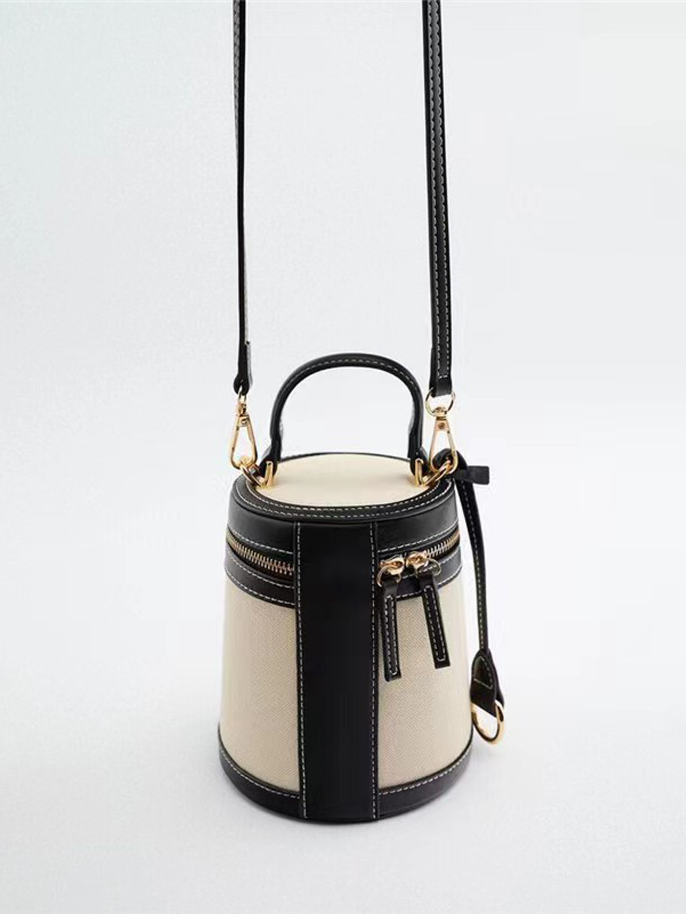 2024 Fashion Women's Spring And Summer New Cyder Color Box Shape Single Shoulder Oblique Canvas Bucket Bag