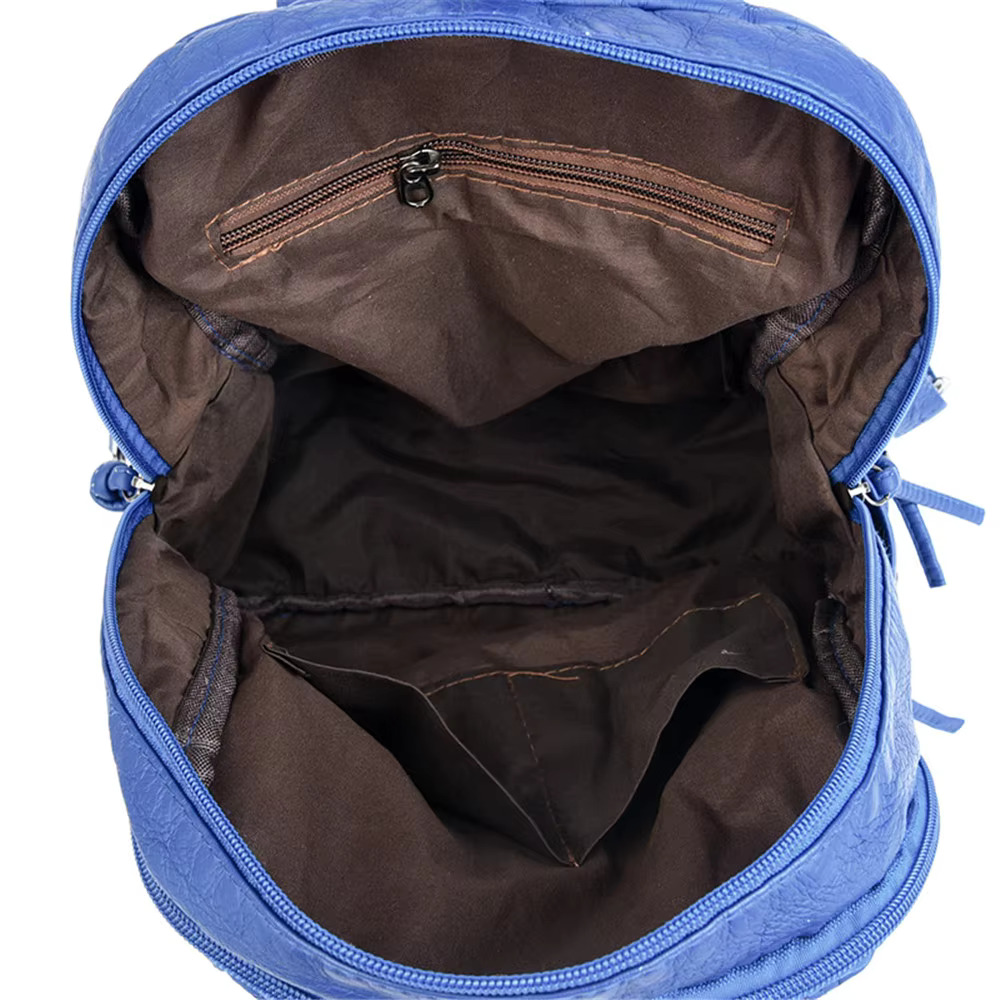 Vintage Women 'S Rivets Backpack Quality Soft Leather Leisure Travel Large Capacity School Bags For Teenage Girls Black Mochilas