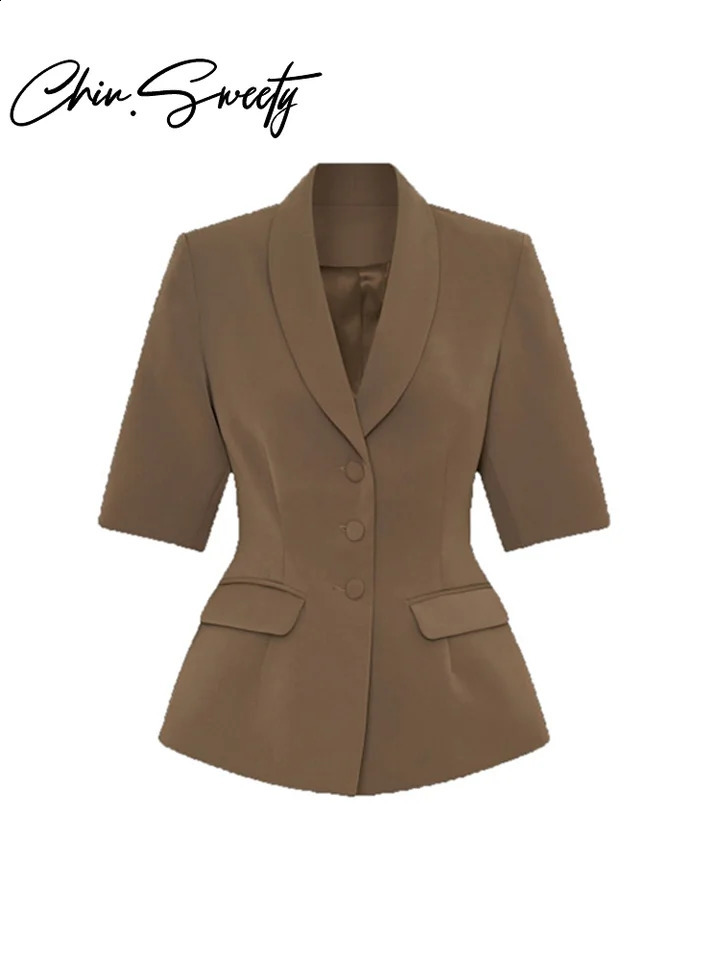 Vintage Blazer Pants Sets Women Urban Puff Half Sleeve Coat Pleated Wide Leg Trousers Spring Summer Office Lady Suit 250122