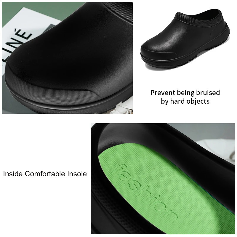 Men Summer Slipper Kitchen Clogs Chef Shoes Work Flipflop Waterproof Oilproof Sandal NonSlip Garden Rubber Slippers For Male 250117