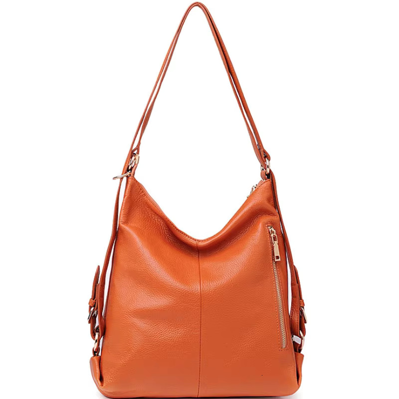 100% Natural Cowhide Backpack, Women Genuine Leather Shoulder Bag, Girl Hobo Bag , B394