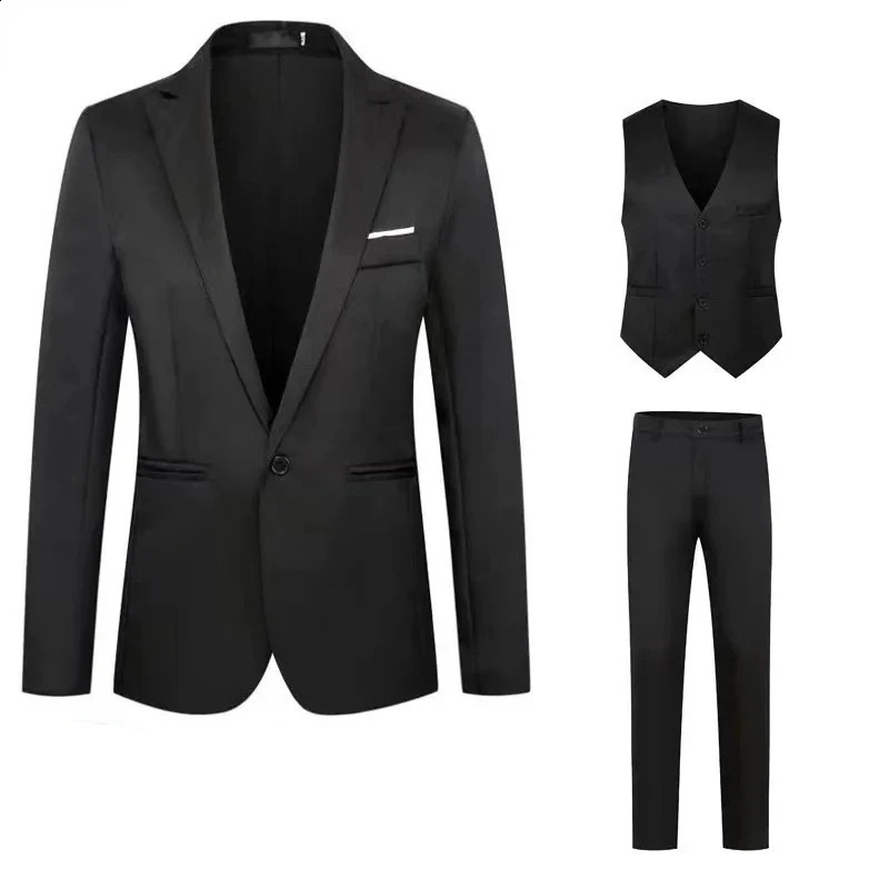 Men Suits Wedding 3 Pieces Elegant 2 Outfit Set Blazers Fashion Business Classic Jackets Vest Pants 2024 Formal Clothing 250115