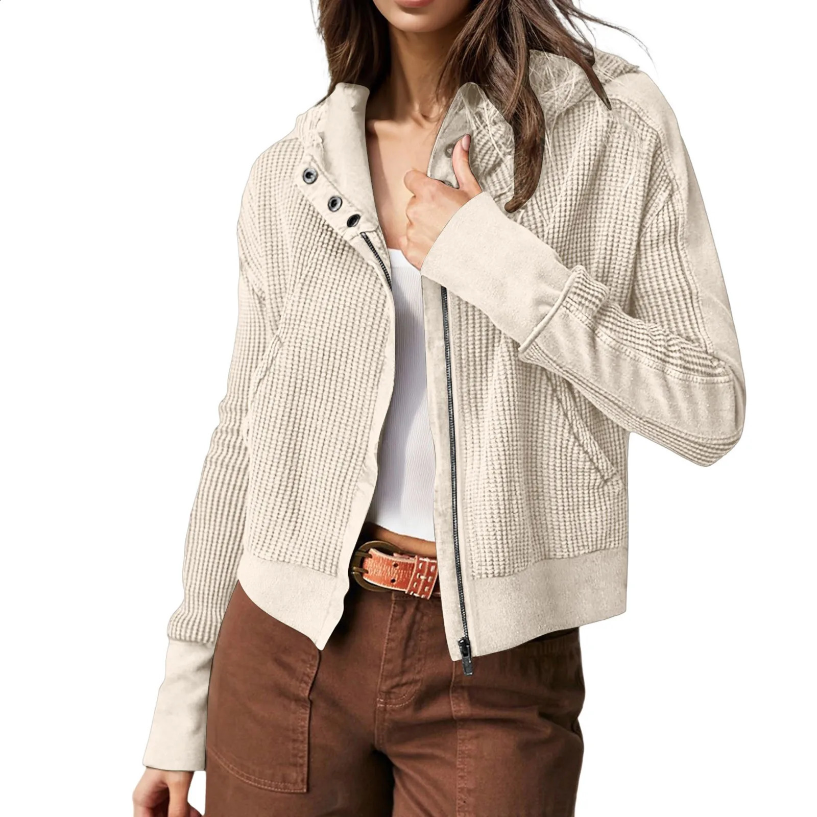 Casual Streetwear Hooded Jacket Womens Long Sleeve Zippers Coats Oversized Versatile Bomber Jacket Cardigan Female Outerwear 250114