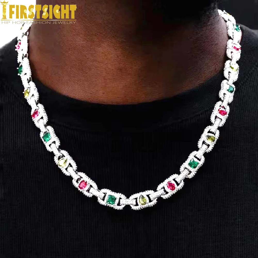 Iced Out Star Eye Pendant 11MM Cuban Link Chain Necklace Cubic Zirconia Infinity Charm Women Men Hip Hop Fashion Jewelry 250115