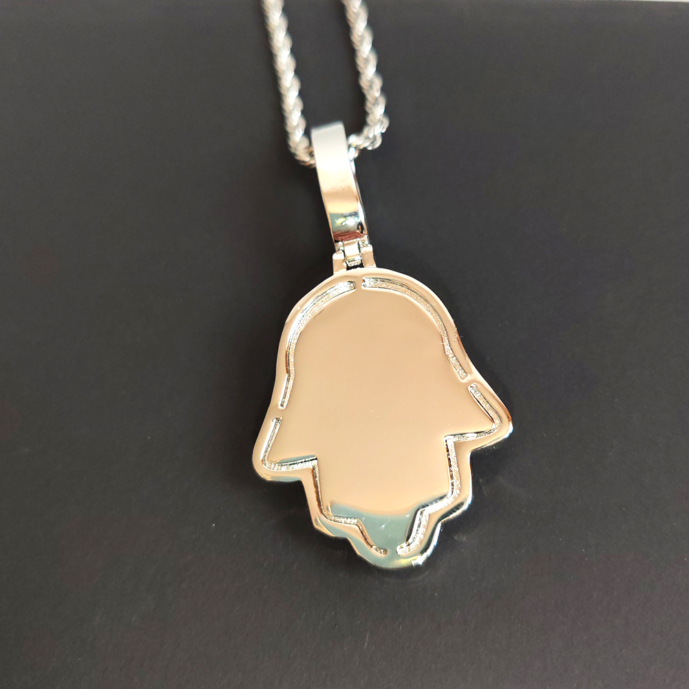 Hip Hop Vintage Hand Pendant Necklace Full 5A Zircon Gold Plated Women Men Jewelry Gift