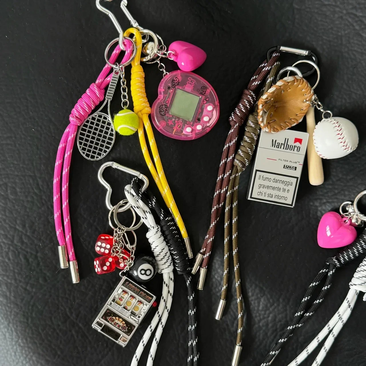 Small niche personalized baseball car keychain bag pendant handmade couple woven hanging rope bag hanging250114