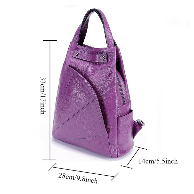 YUECIMIE Purple Genuine Women Brand School Backpack Real Leather Female Mochila Shoulder Bags For Teenage Girl