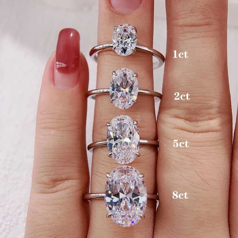 925 Sterling Silve 1-8CT Moissanite diamond Gorgeous Shiny Oval Stone Ring For Women Engagement Wedding Luxury High Quality Fine Jewelry