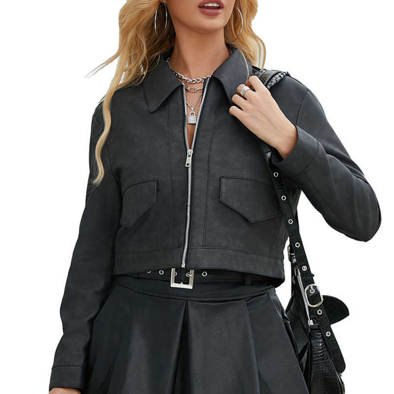 Spring Autumn Thin Leather Jacket Womens Long Sleeve Casual Womens Coat Fashion Leather Jacket Womens Leather Winter Jackets For Women 241209