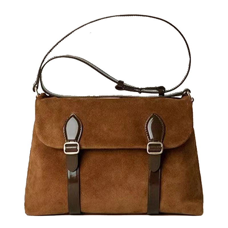 Hot Ba's same genuine leather mailman bag, Korean niche ETTE new commuting frosted cowhide diagonal shoulder bag