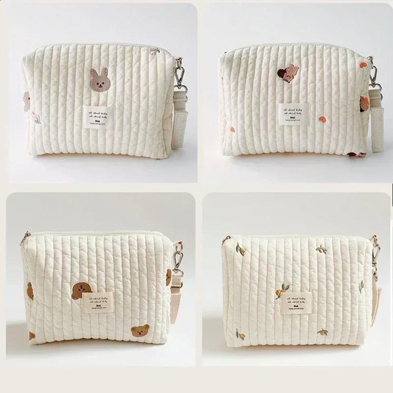 Portable Stroller Nappy Bag Quilted Baby Diaper Caddy Organizer Embroidered Mommy Bags Babies Accessories Changing Bag Storage 250118